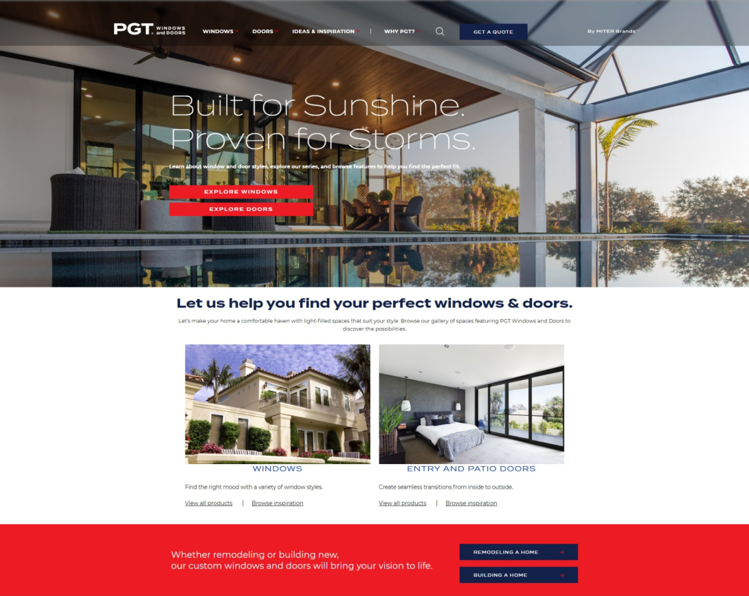 Visit PGTWindows.com to experience the redesigned PGT Windows and Doors.