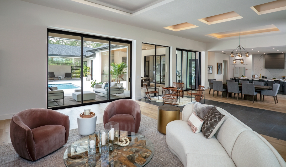 PGT’s WinGuard Vinyl Preferred View Sliding Glass Door now offers door panels with up to 60 square feet of glass in sizes as large as 6’ wide x 10’ tall or 5’ wide x 12’ tall, spanning up to 48 feet in 8-panel configurations.
