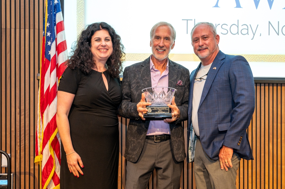 From left to right: Christine Robinson, Executive Director of Argus Foundation; Rod Hershberger, co-founder of PGT Custom Windows and Doors and current MITER Brands board member; and Todd Morton, Argus Board President. Photo credit: Lori Sax and The Argus Foundation